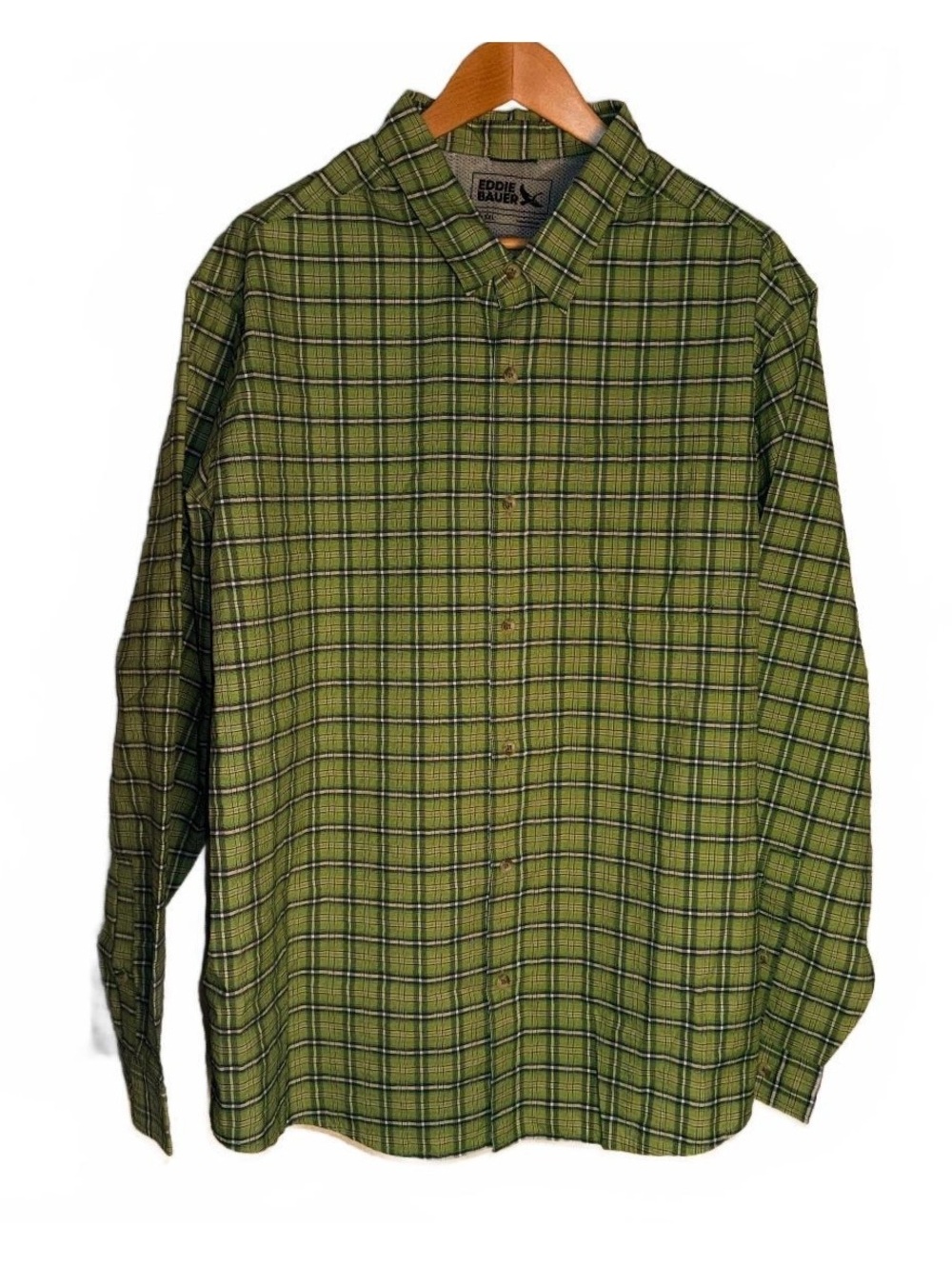 Eddie Bauer Men's 3XL Green Plaid Button-Up Shirt - Picture 3 of 5